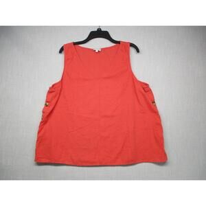 Wonderly Linen Blend Orange Casual Flowy V-Neck Sleeveless Top Womens Size XXL